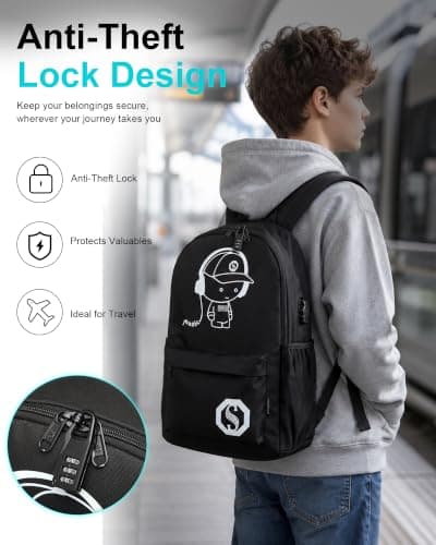 Kono School Bag with Pencil Case, Glow in the Dark Backpack for Boys Girls — view 6