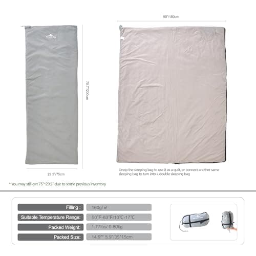 Nature Link Ultralight Backpacking Sleeping Bag 1.77lbs, Warm Weather Sleeping Bag 50℉-63℉, Nylon Shell and Lining, Waterproof, Compact and Lightweight for Backpacking Camping Hiking — view 2