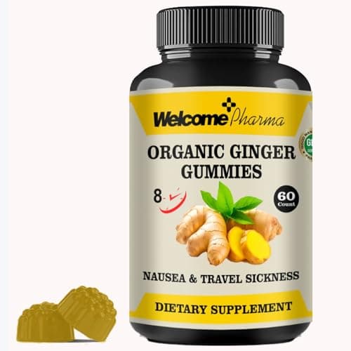 Sugar-Free Ginger Gummies, Anti-Nausea Motion Sickness Ginger Chews (60 ct)