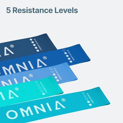 OMNIA Resistance Bands Set for Home Workouts – Durable Exercise Bands for Strength Training, Yoga, Pilates, Physio – 5 Resistance Levels – Unisex Fitness Bands (Blue) — view 4