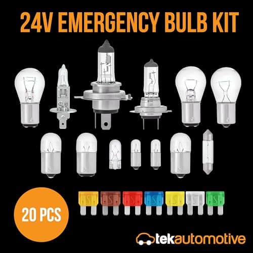 Tek Automotive 24V Emergency Spare Bulb & Fuse Kit – 20pc Travel Set with H1 H4 H7 Halogen Bulbs and Standard Blade Fuses in Storage Case for Truck Lorry HGV — view 2