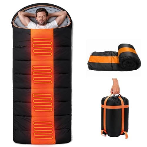 Longzhuo Heated Sleeping Bag for Adults, Extra Large for 4-Season Camping