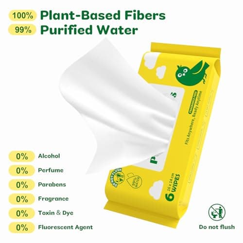 Dorahoney Mini Wet Wipes Travel Size, Sensitive Fragrance Free Travel Wipes, 99% Water, Unscented & Hypoallergenic Hand and Face Wipes for Adults, Kids & Baby Care, 12 Pack Total 72 Wipes — view 3