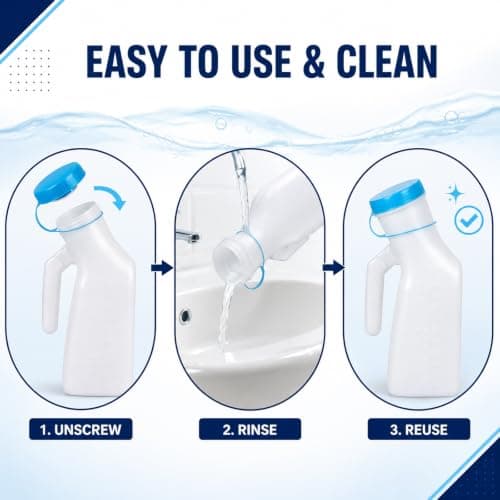 Urinal Bottles for Men 2 Pack – 1000ml Pee Bottle with Glow in The Dark Lid — view 5