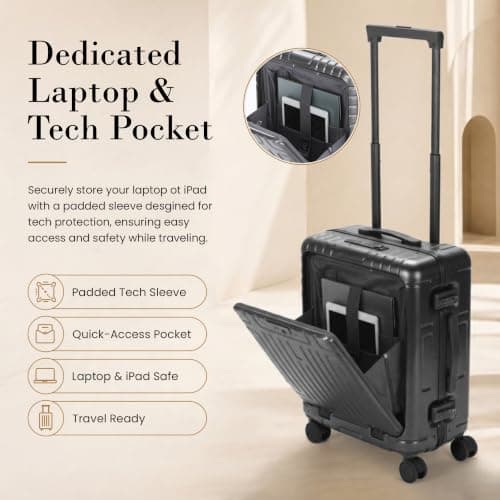 Aerolite Premium 55x40x20 No-Zip Aluminium & Polycarbonate Cabin Suitcase — view 2