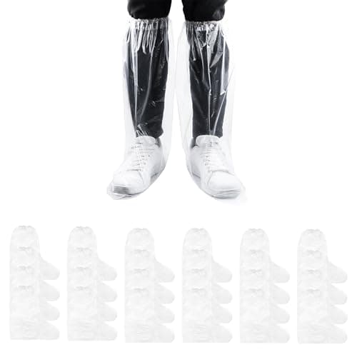 BORISCA 12 Pairs Long Disposable Non-Slip Waterproof Boot Covers (UK 4-9)