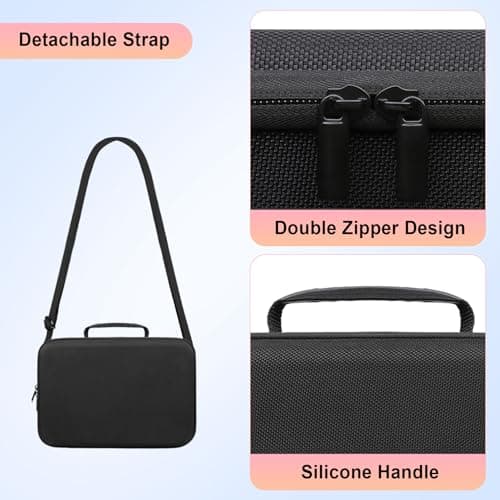 Elonbo Carrying Case for Canon EOS 2000D/4000D/R50/R6 Mark II/R100/R8/R10/ Sony Alpha 7 III /7 IV/a6400/ZV-E10/Panasonic Lumix FZ82D Camera, Hard Travel Bag for Lens and Tripod, Black+Shoulder Strap — view 5