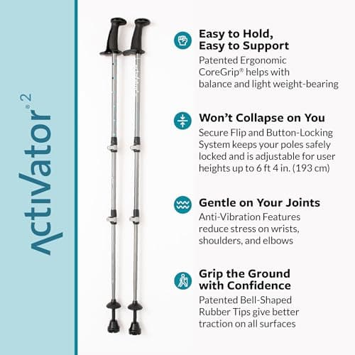 Urban Poling ACTIVATOR2 Dark Grey/Cyan, 1 Pair - For Users up to 6 Feet - Lightweight Aluminium Nordic Walking Poles - Foldable & Adjustable Hiking Gear - Handle — view 2