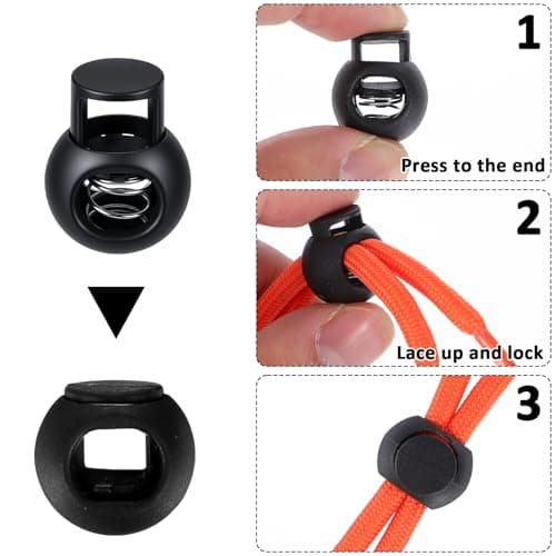 Apausvcm 12 Pcs Shoe Lace Tie Locks, Single Hole Cord Locks Plastic Spring Toggle Stoppers for Drawstrings Shoelaces Clothing Bags Sweatpants Hats — view 3