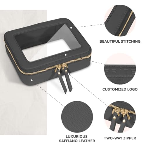 Prite Clear Makeup Bag Cosmetic Case Travel Toiletry Bag, Black, Standard — view 4