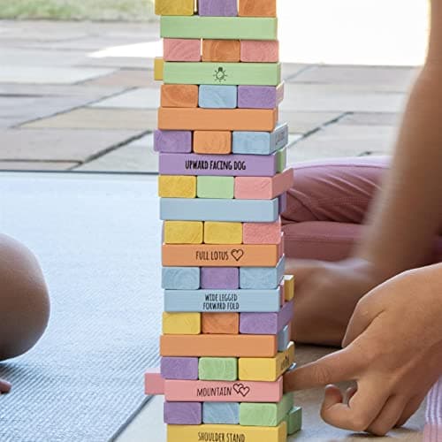 Myga Yoga Tumbling Tower - Childrens Wooden Stacking Block Game with 60 Yoga Poses for Exercise & Mindfulness - Educational Building Toy for Kids, Yogis & Family — view 4