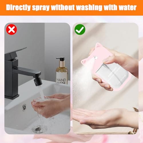 2pcs Hand Sanitizer Spray For Woman, Power Mist Hand Sanitiser Mini For Travel Protective Case with 2 Bonus Cat Ears （Tasteless Citrus） — view 3