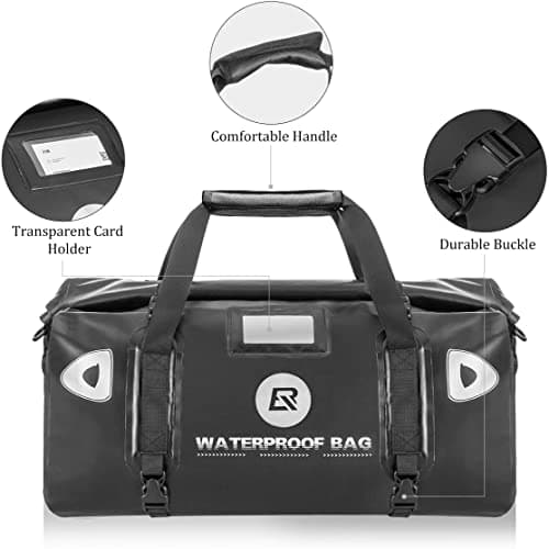 ROCKBROS Multifunctional Motorcycle Saddle Bag 100% Waterproof Travel Bag Tail Bag Luggage Roll with Shoulder Straps Saddlebags Black 40L — view 3