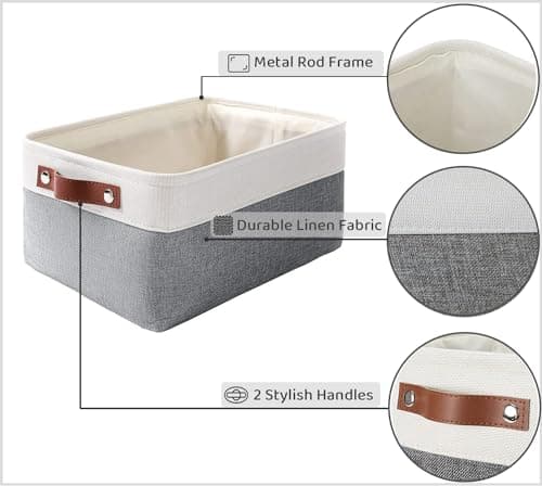 Mangata Woven Fabric Storage Boxes, Canvas Organizer Storage for Clothes, Toys, Shelves(M, Cold Grey) — view 4