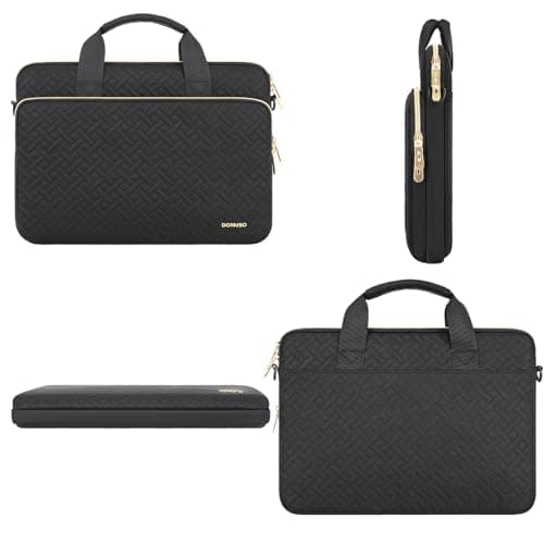 DOMISO 17 inch Laptop Sleeve Protective Case Cover Compatible with 17-17.3 inch HP Dell ASUS Lenovo Chromebook,Waterproof Computer Cases Bag with Shoulder Strap,Black — view 4