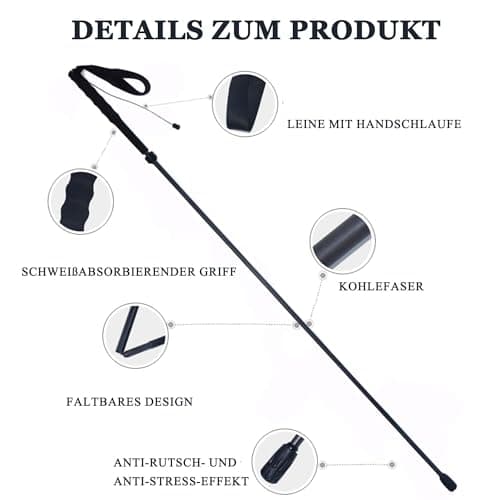 OKHEALING Trekking Poles 【ultralight 】Carbon Fiber 5 Sections, Set of 2, Hiking Poles Mountaineering Equipment Walk Cap Moisture Wicking with Storage Bag,Unisex (120cm) — view 5