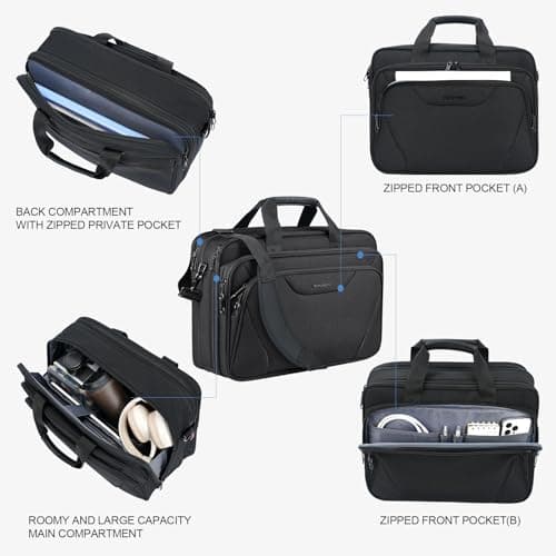 KROSER Laptop Bag Fits 17.3 Inch Laptop, Water Resistant Laptop Briefcase for Men Women Shoulder Bag Computer Bag with RFID Pockets Laptop Case for Work Travel Business School, Black — view 5