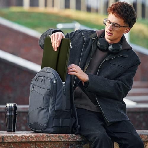 HEDUGO Laptop Sleeve Bag Compatible with 15.6 inches HP Acer Asus Lenovo Notebook with Zipper Accessory Pocket Padded Computer Pouch Cover Shockproof Protective for 15.6” Laptop,Army Green — view 6