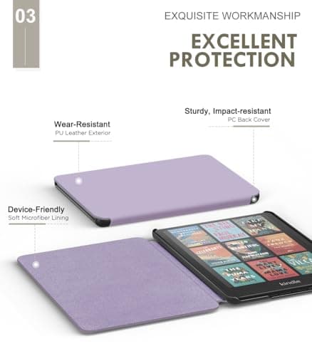 MoKo Case for 7" Kindle Paperwhite 12th Gen 2024/Colorsoft, Taro Purple — view 4