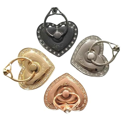 Rohans RK TECH Phone Ring Bracket holder, Love Heart Diamond Shape Finger Grip Stand Holder Ring Car Mount Phone Ring Grip Smartphone Ring stent Tablet Rose Gold (Heart Black) — view 6