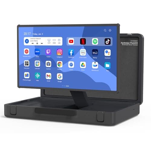 apolosign packgo 27 inch Portable Entertainment System, Compact Suitcase Design, Smart TV, Android OS, 3D Bluetooth Speakers, Built-in 6H Battery, Briefcase Screen, Perfect for