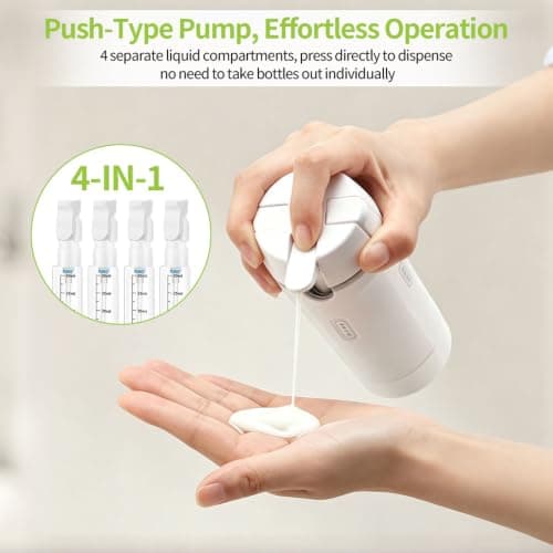 NKFBEV Travel Dispenser Bottles, 4 in 1 Travel Bottles for Toiletries, Portable Leak Proof Refillable Travel Containers with Scale & Label for Lotion Liquid Shampoos Conditioner Cream (White) — view 4