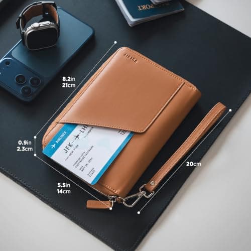 VULKIT Family Passport Holder for 4 Passports, RFID Blocking AirTag Pocket — view 4