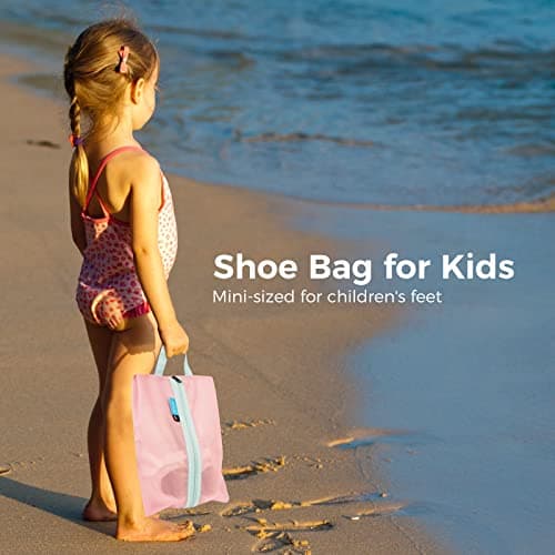 pack all Kids Shoe Bag for Travel, Water-Resistant Shoe Pouch, Pink — view 4