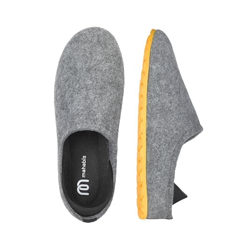 mahabis | Unisex Slippers | Lite Collection | Vegan | Ultra Lightweight | EVA Sole | Bold Colourful Design | Lining Free | Ash & Lemon | Size 8.5-9