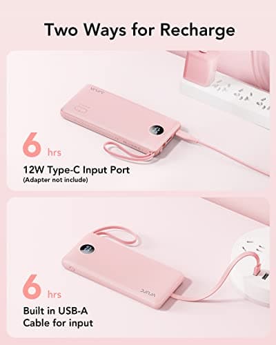 VRURC 10000mAh Power Bank With Built-in 4 Cables, Slim Portable Charger — view 5