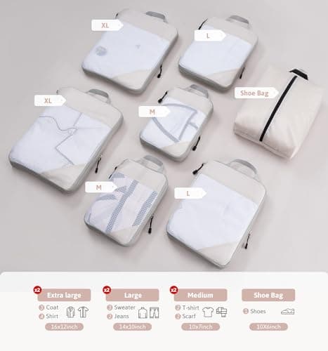 Meowoo 7-Piece Compression Packing Cubes for Luggage, Travel Organisers — view 2