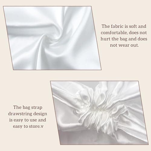 Scettar 3 Pieces White Dust Bags for Handbags, Satin Bag Storage for Handbags for Bag Storage, Soft Dust Cover Handbag Dust Bags 45 * 50cm for Bags/Shoes/Clothes — view 4