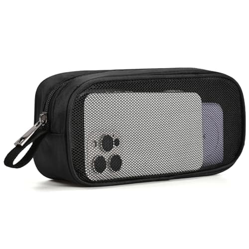 Portable Travel Organiser Bag – Slim Mesh Compact Case for Charger, Cables & Power Bank & Electronics & Accessories (Black)
