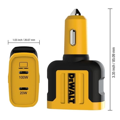Dewalt Heavy Duty Usb C Car Charger, 120W 2-Port Pd 3.0 Type C Adapter, Pps Fast Charging With Power Delivery For Iphone 15 14 13 12 11 X Xs Pro Max Mini, Galaxy S22/S20/S10, Pixel, Ipad/Ipad Mini — view 4