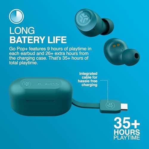 JLab Go Air Pop+ True Wireless Earbuds with Mic - Bluetooth, Teal — view 6