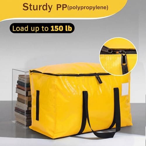 3 Pack 90L Moving Bags, Heavy Duty Storage Bags Dorm Moving Boxes, Yellow — view 4