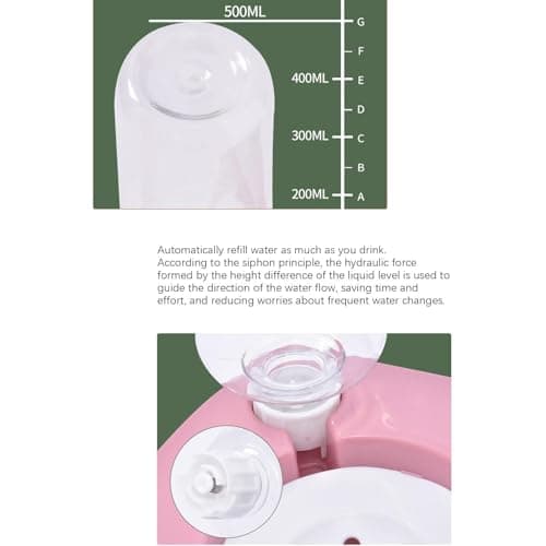 Dog Food Bowls, 15°Tilted Cat Dishes with Automatic Water Dispenser Bottle, Cat Feeding Bowl, 500ml Water Bottle, Pet Dish — view 5