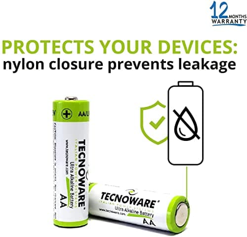 Tecnoware Power Systems - 40 AA Ultra Alkaline Batteries, 1,5V, Long-Lasting Energy, Safe Nylon Closure, Versatile for Toys & Controllers, Eco-Friendly Packaging, White, AA, Pack of 40 — view 3