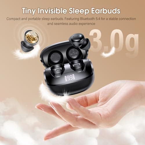 Wireless Earbuds Bluetooth 5.4 in Ear Light-Weight Headphones with Sleep Mode and White Noise, 48H Mini Sleep Earbuds Small Design for Side Sleepers, Clear Calls, Sleep Earphones for Relaxing/Focus — view 4