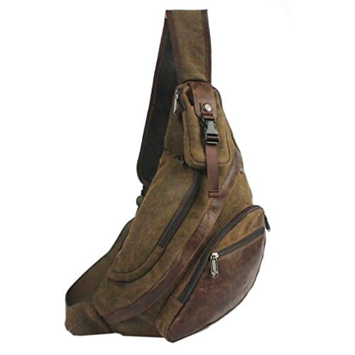 Xieben Canvas Sling Bag Backpack Crossbody Shoulder Chest Pack for Men Women Travel Business Laptop Cycling Hiking Camping Rucksack Daypack Vintage — view 2