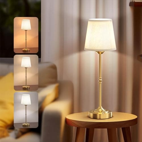 Rechargeable Cordless Table Lamp, Dimmable LED Portable Gold Bedside Light