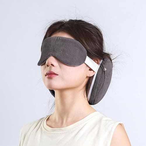 2-In-1 Travel Pillow with Eye Mask,Light Blocking, Neck Support, Compact & Portable Cushion,Folding Soft Mini Pillow Eye Mask for Office, Plane, Train or Car (Dark Gray) — view 6