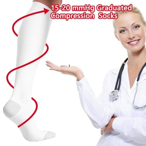 3 Pairs Compression Socks for Women Men, Calf Support Pressure Stockings, 15-20 mmHg Sports Sock for Flying Travel Yoga Nurses Running — view 4