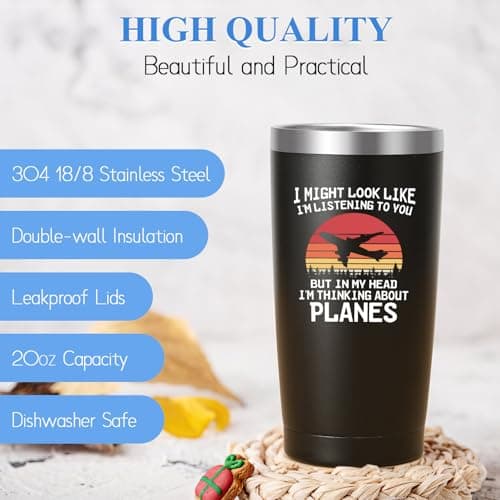 Livole Aviation Travel Mug - 20oz 600ml Insulated Plane Enthusiast Gift for Men, Pilots, Christmas — view 3