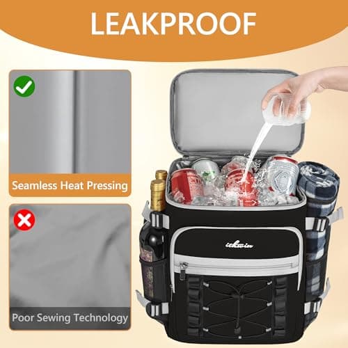 30L 40-Can Cooler Picnic Backpack Cool Bag, Portable Soft Food Cooler Box — view 5