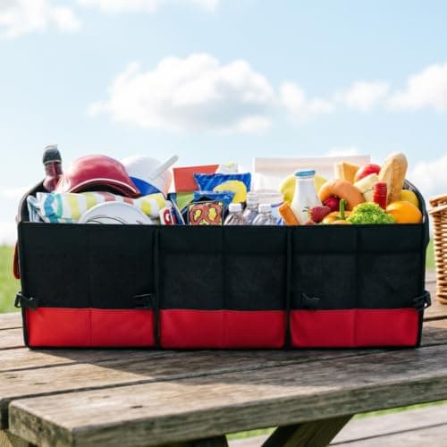 Car Storage Organizer with Reinforced Handle 3 Compartments 2 Straps Car — view 5