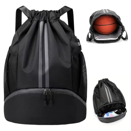 CLIUNT Drawstring Backpack for Gym & Swim, Waterproof Lightweight Sports Bag with Shoe Compartment, Large Capacity, Wet/Dry Pockets for Men Women