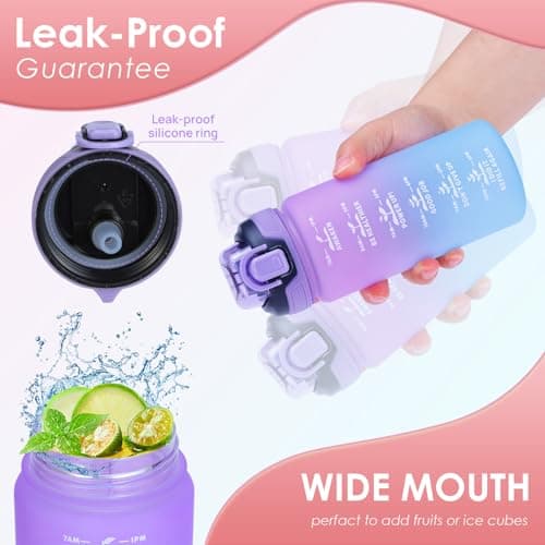 SUPPRUI Kids Water Bottle With Straw, 600ml Children Drinks for School, Leakproof BPA-Free Tritan Motivational Drink Bottles for Girls Boys (Pink) — view 2