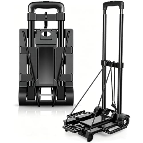 Heavy Duty Folding Trolley on Wheels 35kg Load Capacity, Wheelbarrow Festival Trolley Foldable Sack Barrow Wheel Barrow Sack Truck for Luggage, Groceries, Office, Warehouse (2 Wheels - Black - Steel)