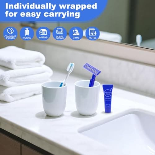 30Pack Travel Razor with Shaving Cream, 0.34oz Smooth Shaving Cream for Men, Disposable Double Blade Razor Suitable for Travel, Business, Guests, Hotels, Charity (Blue) — view 4